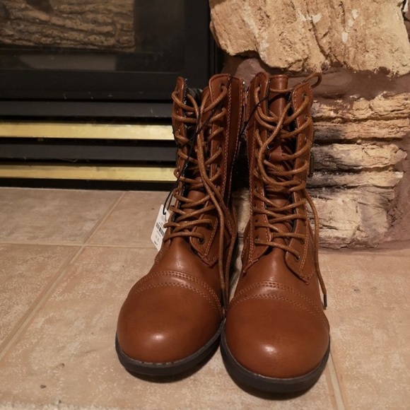 Faux Leather Brown Lace Up and Zip Up Ankle Boots Size 6 - Picture 2 of 4